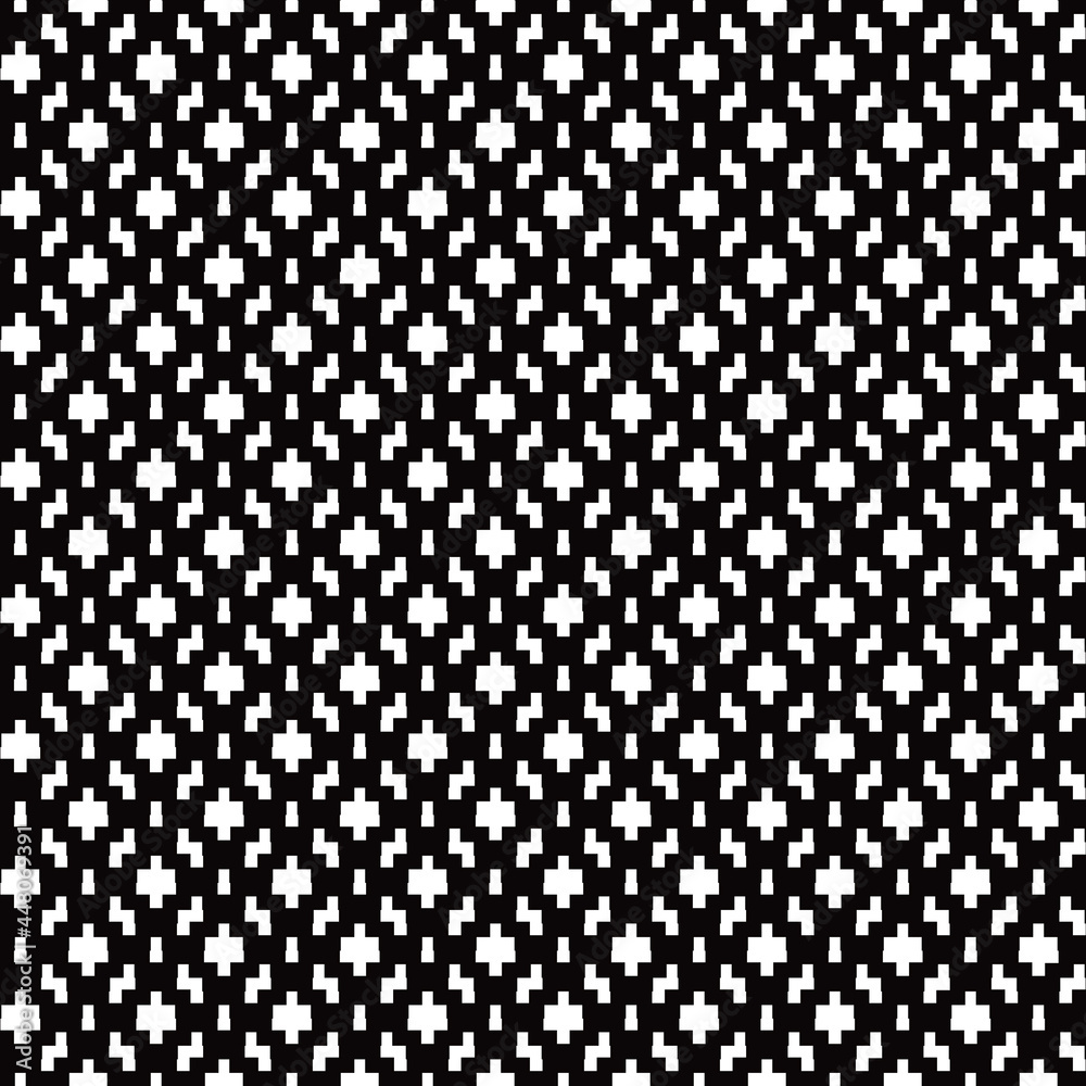 Pixel ornament black diagonals. Textile ornament. Vector.