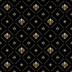 Handdoek met foto Zwart goud patronen Klassiek vintage patroon gouden lelies  © Fine Art Studio