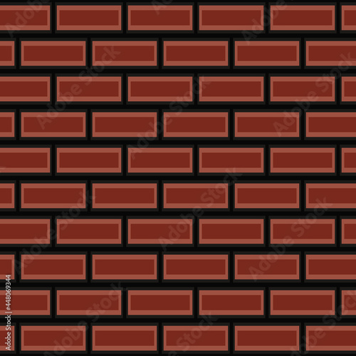 Brown bricks wall. Vector seamless brickwall.