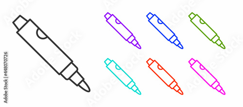 Black line Marker pen icon isolated on white background. Set icons colorful. Vector