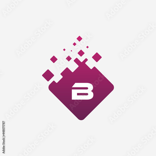 Letter B Logo. B Vector Letter Design with square.