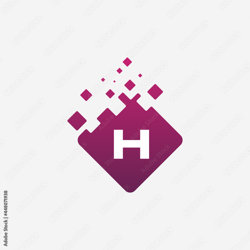 Letter H Logo. H Vector Letter Design with square. Letter H Logo. H Vector Letter Design with square.
