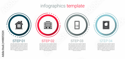 Set House, , Closed door and Online real estate house. Business infographic template. Vector
