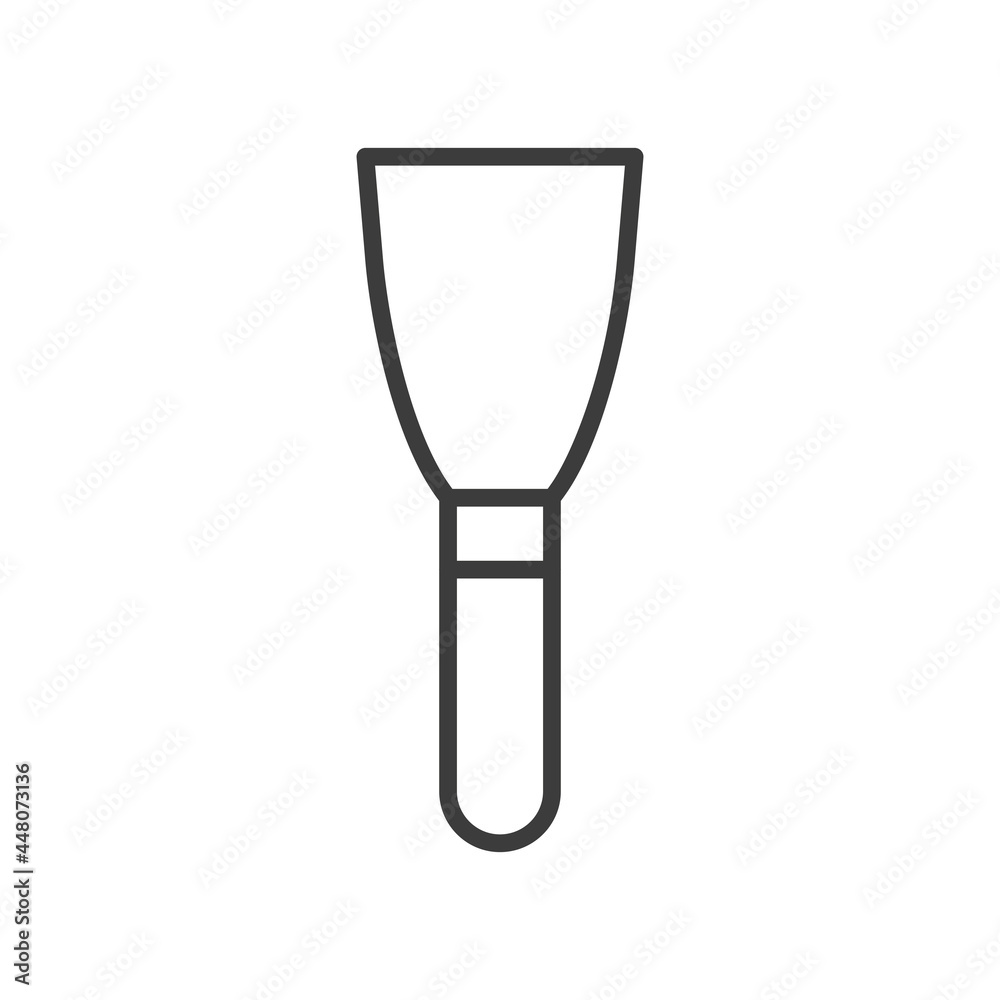 Scraper line icon. Spatula outline trowel work tool. Black repair and built symbol. Vector isolated on white.