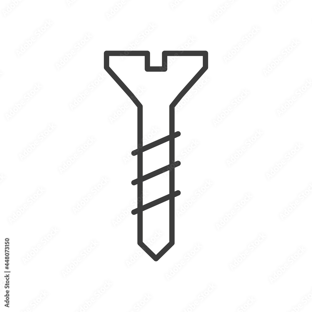 Self tapping screw line icon. Repair and build outline pictogram. Vector isolated on white. Self tapping screw line icon. Repair and build outline pictogram. Vector isolated on white.