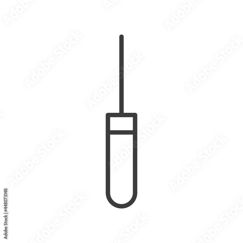 Awl line icon. Black repair work tool. Shoe repair awl outline symbol. Vector isolated on white.