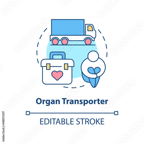 Organ transporter concept icon. Illegal organ transfer for black market trade abstract idea thin line illustration. Forced organ removal. Vector isolated outline color drawing. Editable stroke