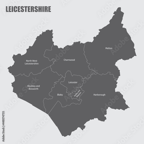 Leicestershire county administrative map photo