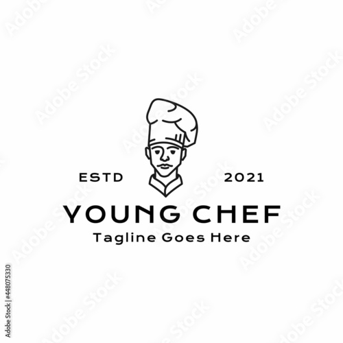 Line art Chef / Restaurant logo design inspiration vector icon illustration
