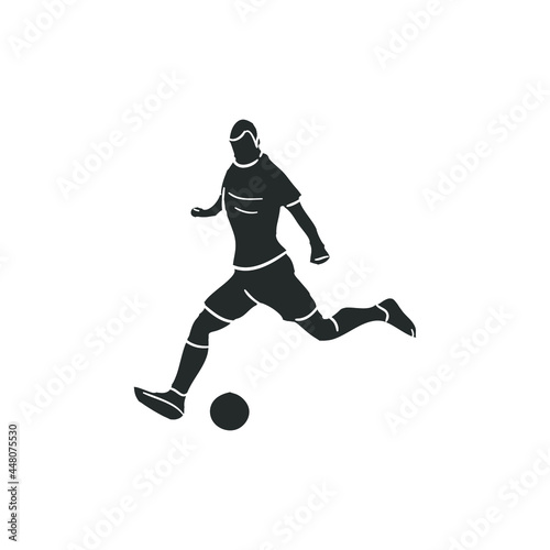 Soccer Player Icon Silhouette Illustration. Football Sport Vector Graphic Pictogram Symbol Clip Art. Doodle Sketch Black Sign.