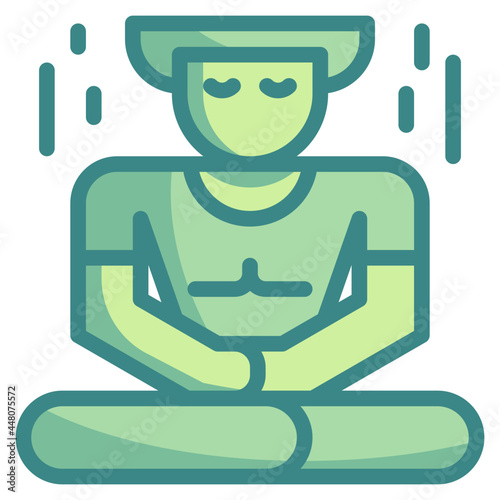 meditation blue line icon