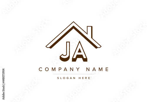 Alphabet letters JA home or house logo for real estate