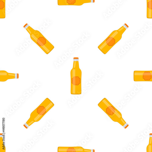 Illustration on theme seamless beer glass bottles with lid for brewery