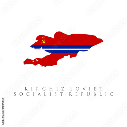 Kirghiz soviet socialist republic flag map. isolated on white background