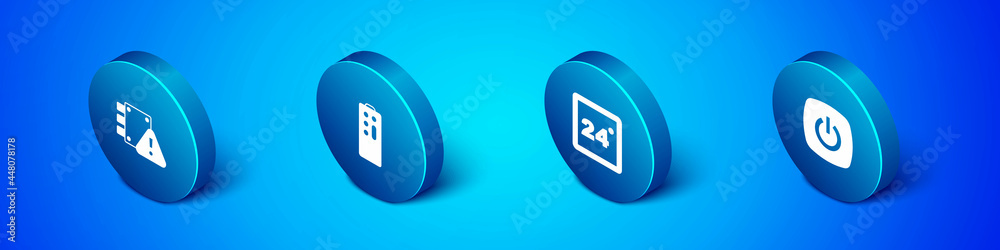 Set Isometric House under protection, Thermostat, Smart home and Remote control icon. Vector Set Isometric House under protection, Thermostat, Smart home and Remote control icon. Vector