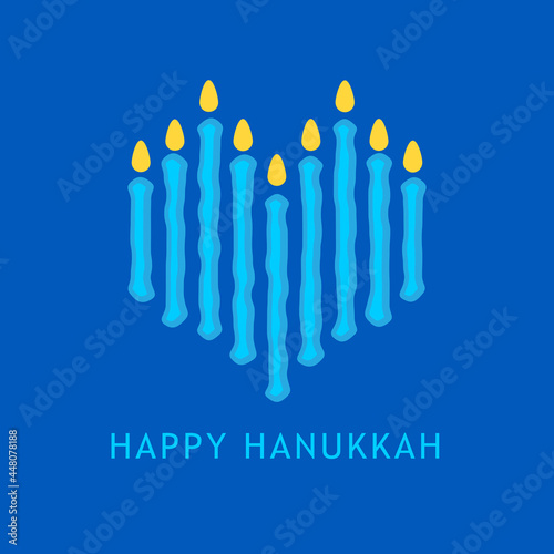 Blue hanukkah candels. Heart shape. Happy Hanukkah vector illustration