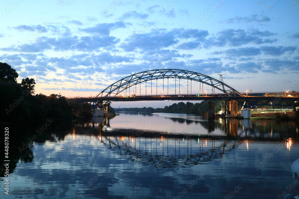 Fototapeta premium Bridge over Oka river at night