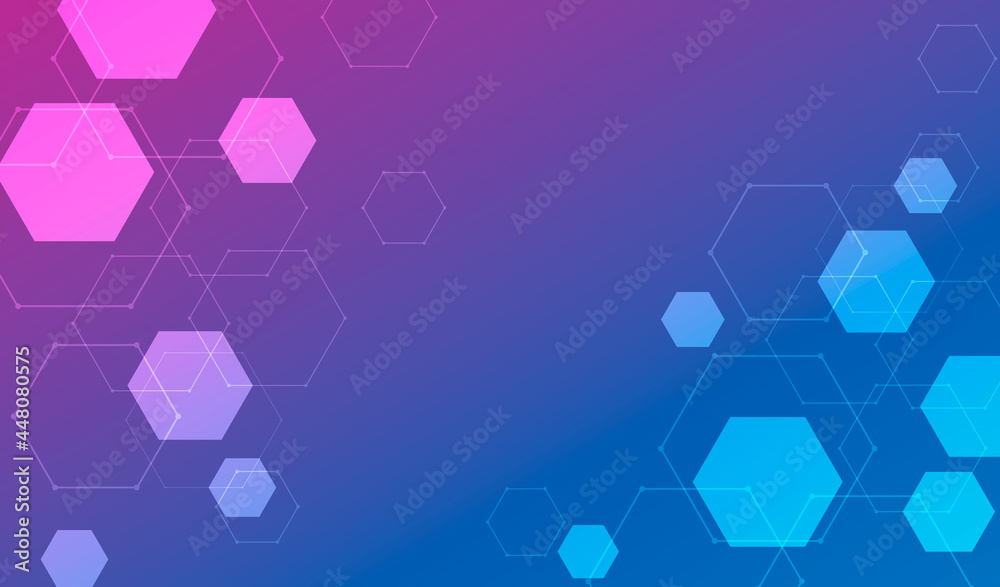 Hexagonal abstract background. Big Data Visualization. Global network connection.