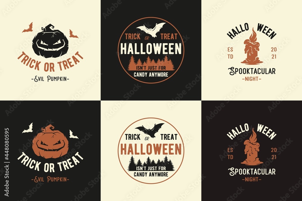 Obraz premium Halloween set of designs for spooky mystery holiday. Fear elements for halloween night. Evil horror of graphic design for witchcraft of happy halloween