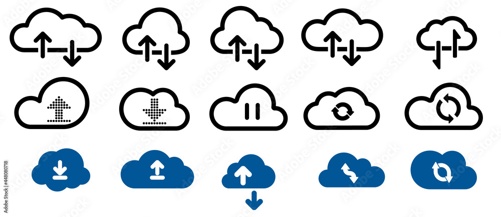 cloud line icon set on white background. Vector cloud line icon set on white background. Vector