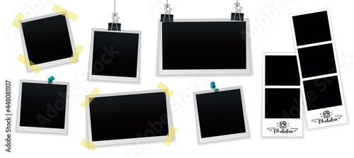 Collection of vector blank photo frames with shadow effects isolated on white background photo