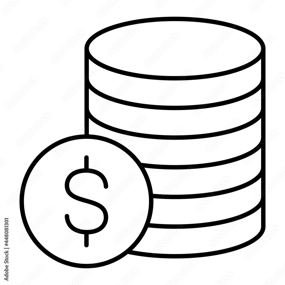 Vector Coins Outline Icon Design Vector Coins Outline Icon Design