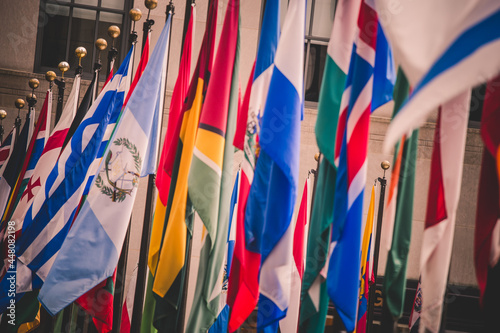 Foto Colorful flags of various countries of the world
