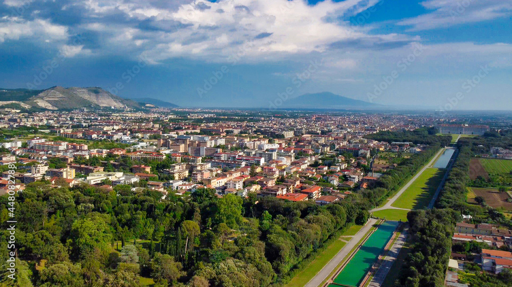 Caserta, Italy. Aerial view of the city from the famous Reggia.