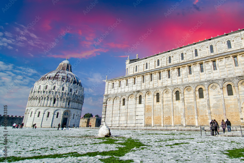 Duomo in Pisa after a Snowfall