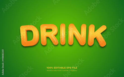 Drink 3d editable text style effect