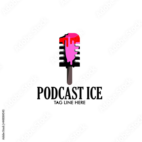 Podcast ice cream audio talk illustration vektor design logo photo