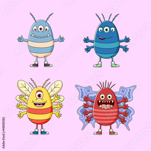 Collection of cute character monsters evolve