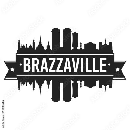 Brazzaville  Republic of the Congo Skyline. Banner Vector Design Silhouette Art. Cityscape Travel Monuments.