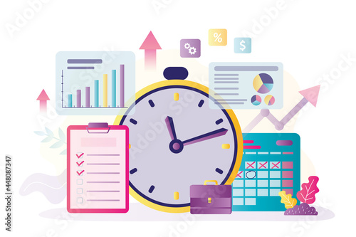 Scheduler with marked deadline. Effective planning of affairs and events. To-do list with check marks