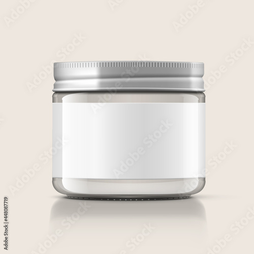 Glass Jar Packaging With Metal Lid And White Label