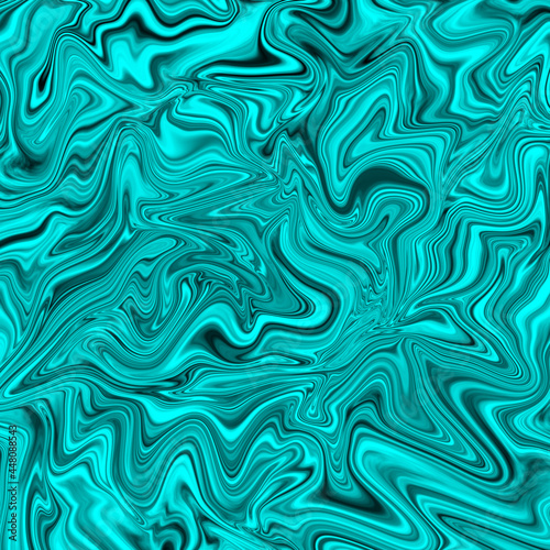 Liquid marble paint effect background. Sky blue fluid texture, abstract pattern suminagashi art.