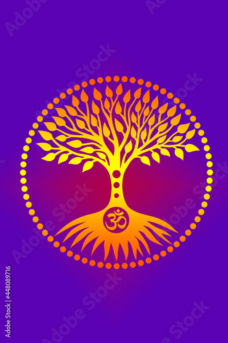 The tree of life in a circle on a mandal tracery background
Blue yellow orange purple colors. Spiritual, mystical and ecological symbol. Pixel art graphic.
