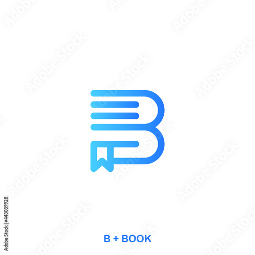 Letter B Logo with book design illudtration vector. Identity of Letter B Book Logo