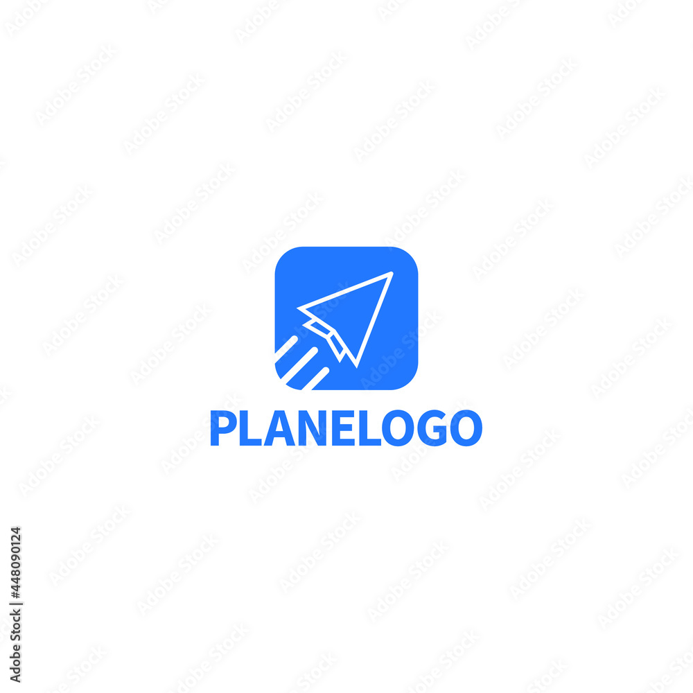 Simple paper plane on square shape. Design for transportation or travel logo vector Simple paper plane on square shape. Design for transportation or travel logo vector