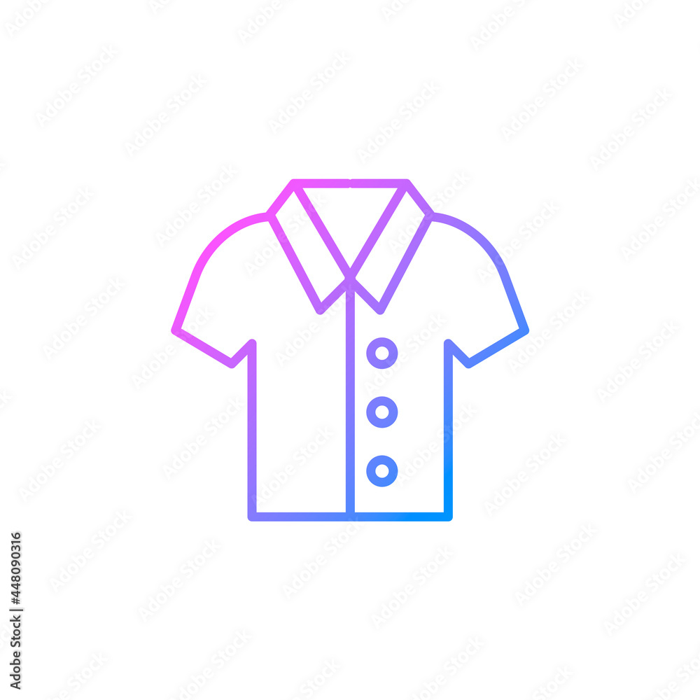Classic short-sleeved shirt outline icon. Homewear and sleepwear. Purple gradient symbol. Isolated vector illustration Classic short-sleeved shirt outline icon. Homewear and sleepwear. Purple gradient symbol. Isolated vector illustration
