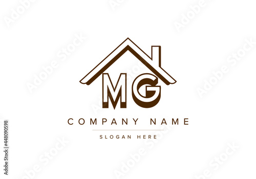 Alphabet letters MG home or house logo for real estate