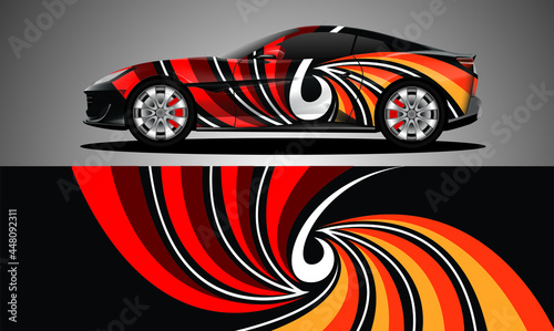 Title: Car sticker or car wrap with natural natural concept with abstract line concept and initial B, can be installed on all