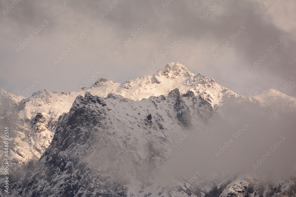 snowy mountain peaks very white