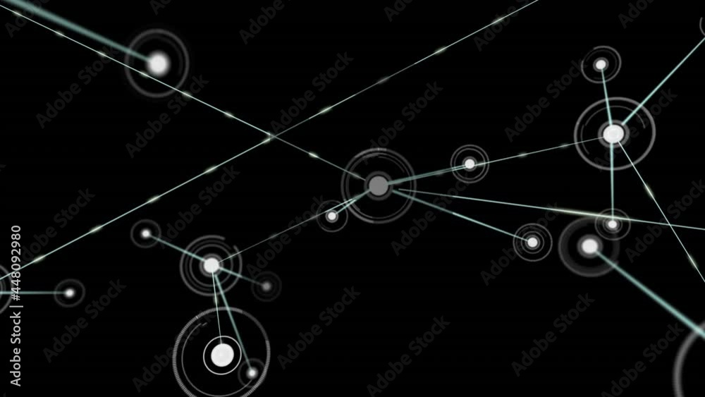 Digital animation of network of connections against black background Digital animation of network of connections against black background
