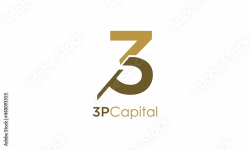 initial 3p logo design vector photo