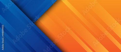abstract blue orange background with realistic papercut
