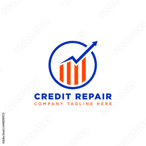 Credit repair logo vector.
repair logo.
circle with an arrow.