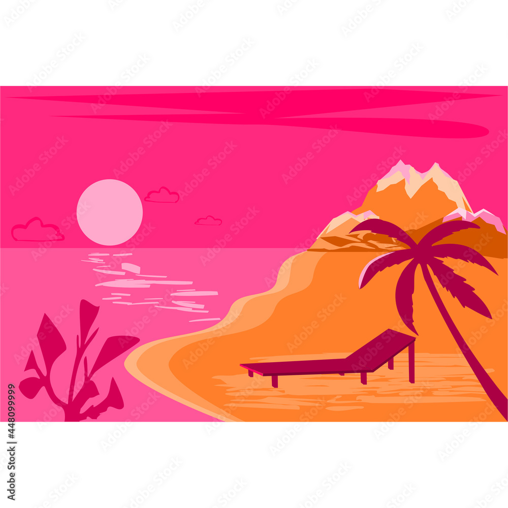 Summer time modern concept design. Creative background of landscape, panorama of sea and beach. 
Summer sale, post template