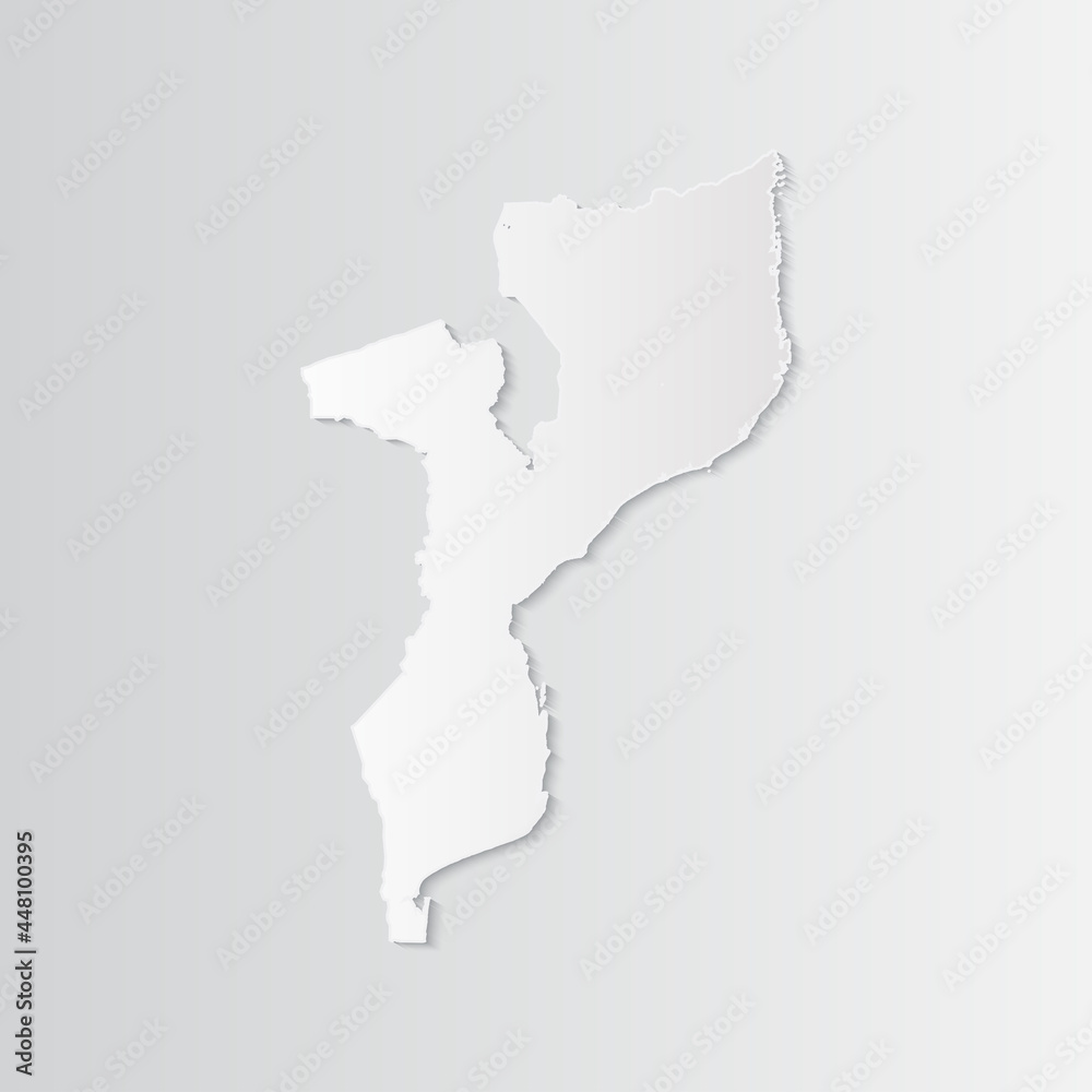 Mozambique map paper on a gray background. Vector illustration eps10