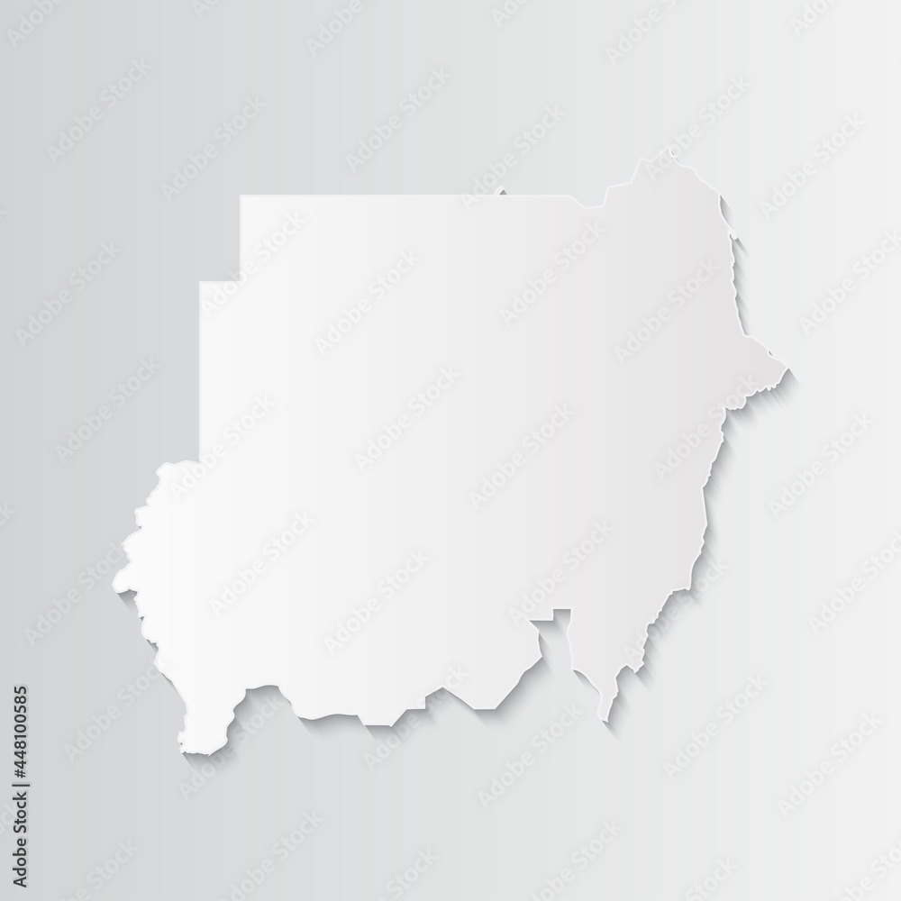 Sudan map paper on a gray background. Vector illustration eps10 Sudan map paper on a gray background. Vector illustration eps10